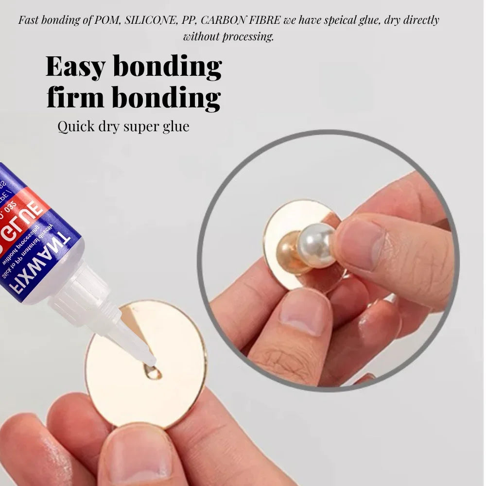 Industrial Special Glue for PP Polypropylene Plastic, Carbon Fiber, Fixes POM Polyoxymethylene, Silicone Fast-Curing Adhesive