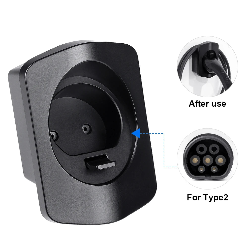IPENGEN EV Charger Holder For Type 2/Type 1 j1772 Connector Socket Extra Protection Wallbox Electric Car Charging Cable Bracket