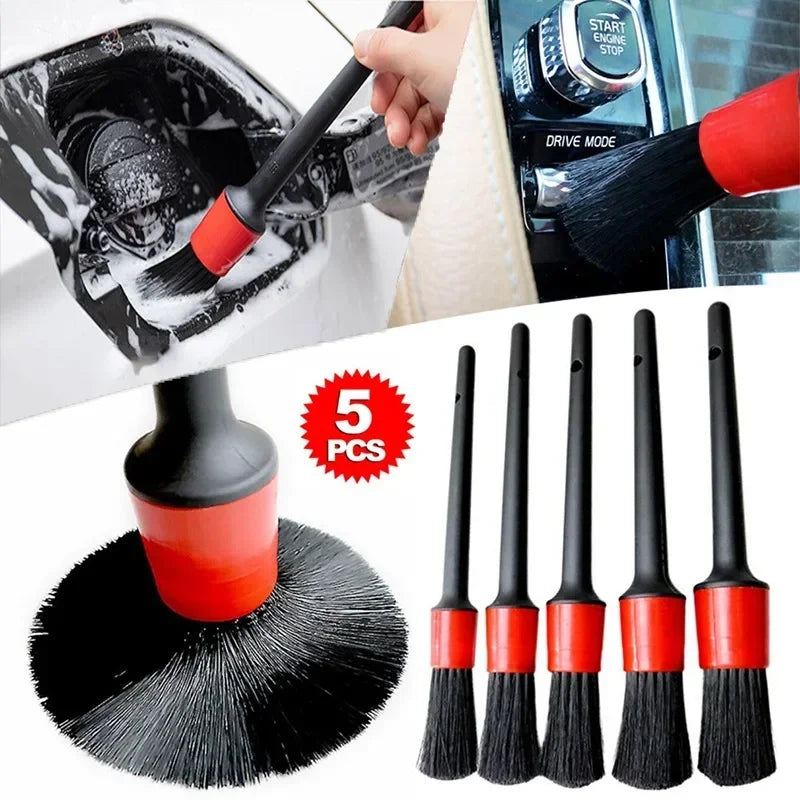 5pcs Car Cleaning Brush Kit Car Detailing Details Brush Gap Brush Car Wash Brushes For Cars Air vent Truck Motorcycle Wheels