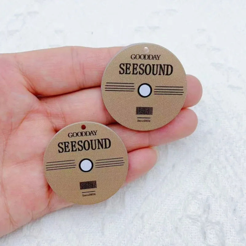 10pcs Acrylic Retro Tape Record Music Pendant DIY Keychain Phone Chain Necklace Jewelry