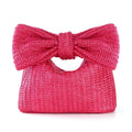 Summer Straw Woven Clutch Bag Women Bow Purse Vacation Beach Tote Party Wedding 2024 New Luxury Design Zipper Evenging Handbags