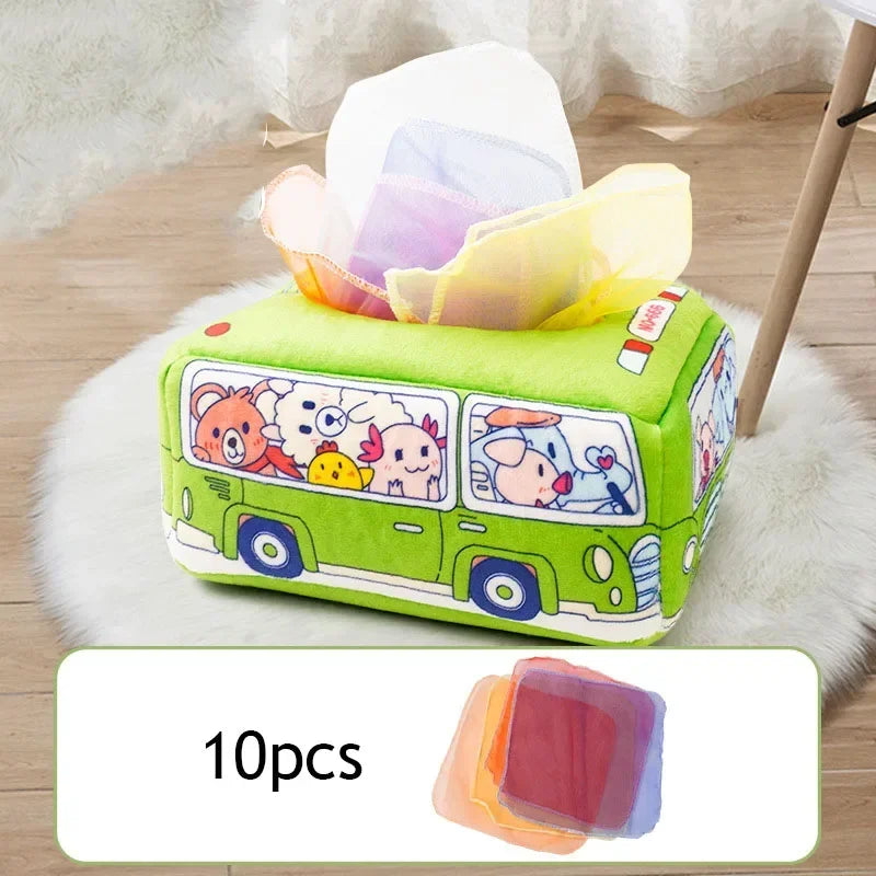Baby Tissue Box Toy Montessori Square Sensory Toys Juggling Rainbow Educational Learning for Toddler InfantsNewborns and Kids
