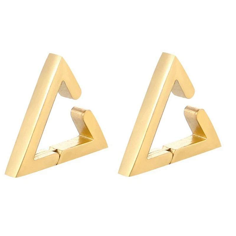 2PC Punk Stainless Steel Non-Piercing Triangle Earring Clip False Triangle Ear Hoops Hip Hop Ear Accessories for Men and Women