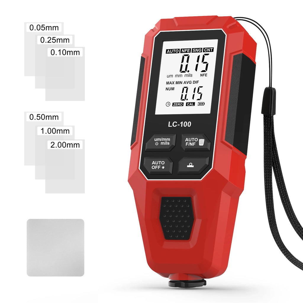 0-2000um High-precision Car Paint Thickness Tester Manual Paint Tools Automotive Coating Film Thickness Gauge for Fe/nfe LC-100