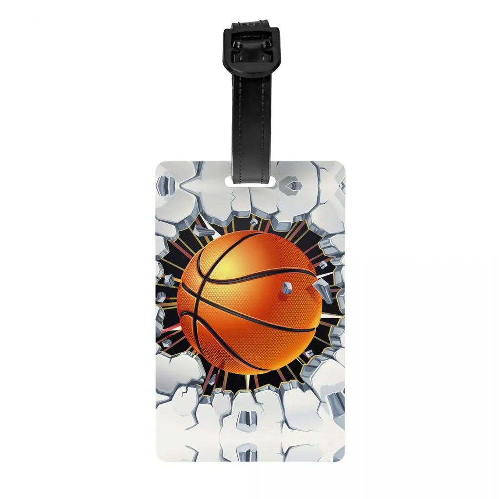 Custom Basketball Dots Round Luggage Tag Privacy Protection Physical culture Baggage Tags Travel Bag Labels Suitcase
