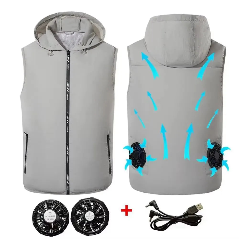 Fan Vest Electric Cool Vest Cooling Fan Vest Air-conditioned Clothes Hiking Cooling High Temperature Work Fishing Vest
