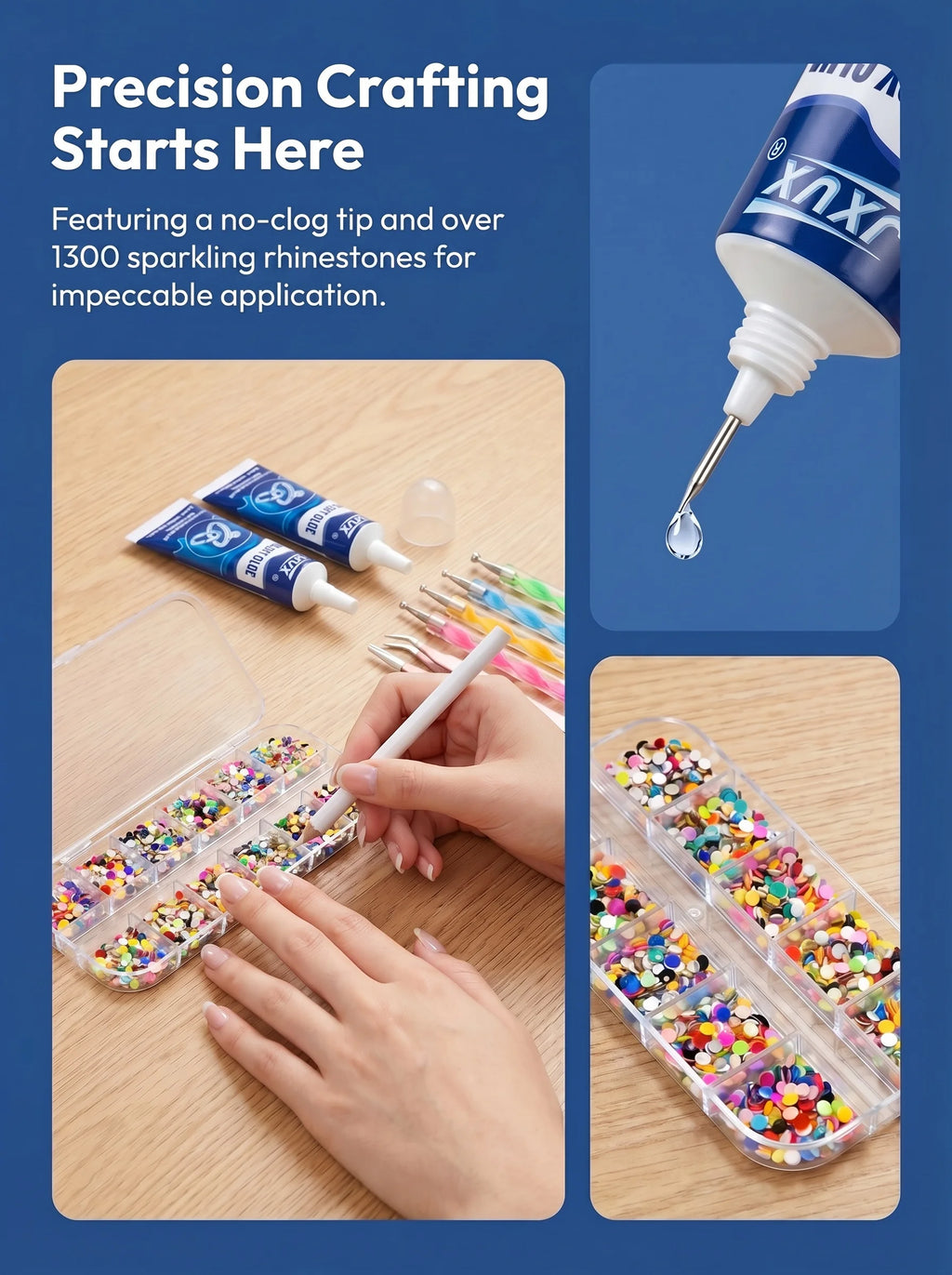 50ml Transparent Jewelry Glue, Multipurpose Rhinestone Adhesive, Strong Hold for Creating Jewelry with Crystals, Gems and Beads, and Craft Projects for the European Market