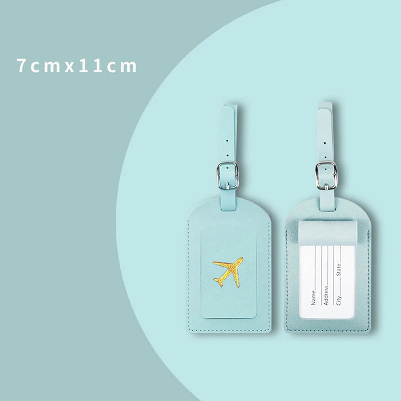 1pcs PU Leather Luggage Tag Name ID Labels Travel Suitcase Identifier Label Boarding Bag Tag Travel Accessories