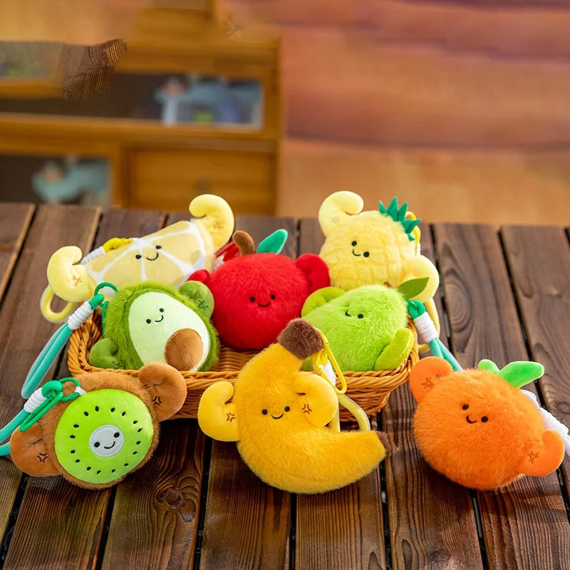 2026 New 12cm Cute Fruit Plush Keychain Avocado Banana Lemon Orange Kiwi Stuffed Doll Bag Pendant Car Hanging Charm Gift
