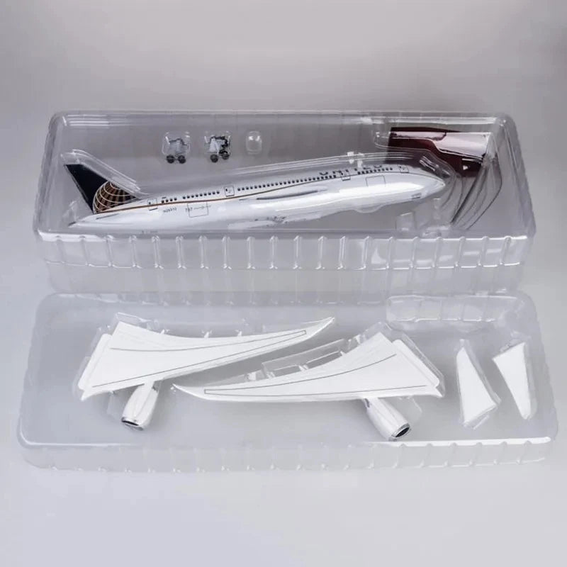 43cm 1:130 Scale Plane B787 United Airlines Airplane Model Resin With Lights & Wheels Die-cast Aircraft Toys Child Assemble Gift
