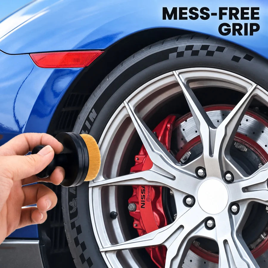 Handheld Tire Shine Applicator with Seal Cover, Tire Sidewall Brush Compact Auto Detail Brush for Cleaner Sidewall Application