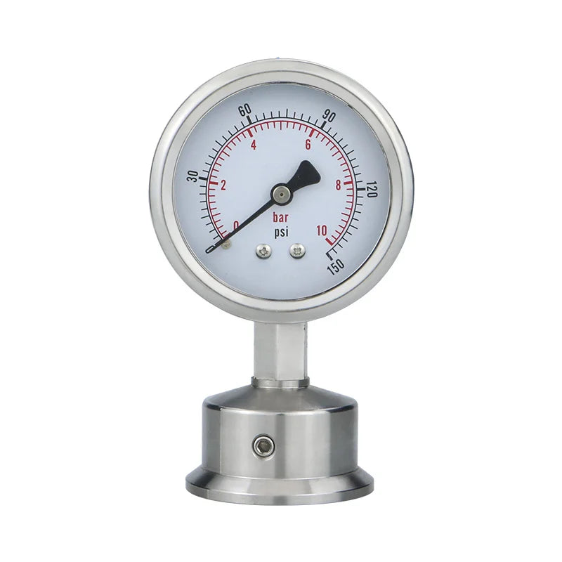 Diaphragm Pressure Gauge Stainless Steel Integrated Sanitary Vacuum Gauge 60mm 50.5 Connection-40-200°