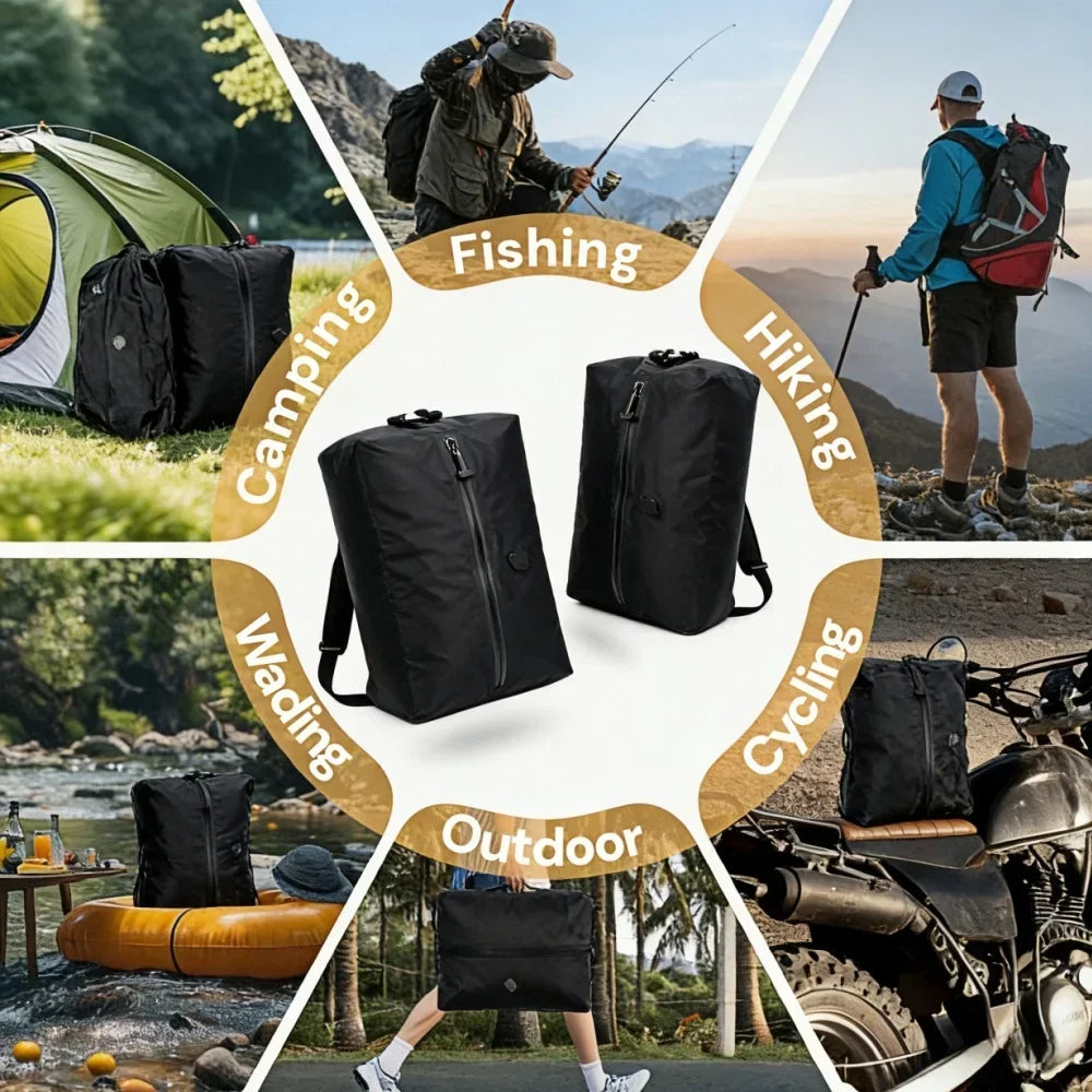 Vacuum Storage Bags 34L TPU Polyester IP67 Backpack Compression Bag 1200mAh Electric Pump Inflate Deflate Wearable Travel Black