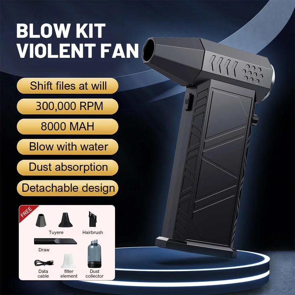 New Wireless 390000RPM Violent Turbofan Vacuum Cleaner Powerful Air Blower Type-C Charging Brushless Turbo Jet Blower For Car