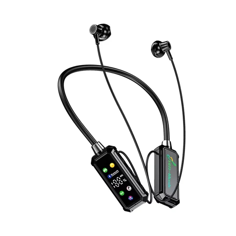 Portable Bluetooth 5.3 Neckband Wireless Headset with Built-In Color Display Screen Extended Battery Design Perfect for Sports