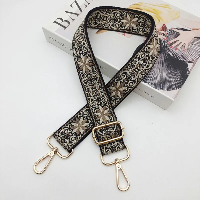 Ethnic Style Embroidered Messenger Single Shoulder Width Bag Strap Woven Long Shoulder Strap Adjustable Bag Replacement Strap