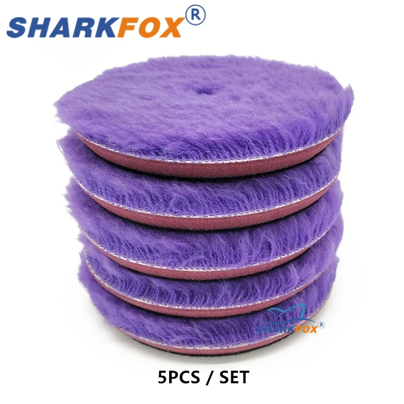 Sharkfox Car Polishing Pad Wool Buffing Pads Waxing Polishing Disc Cleaning Scratch Removal Tool 5/6 Inch Self-Adhesive
