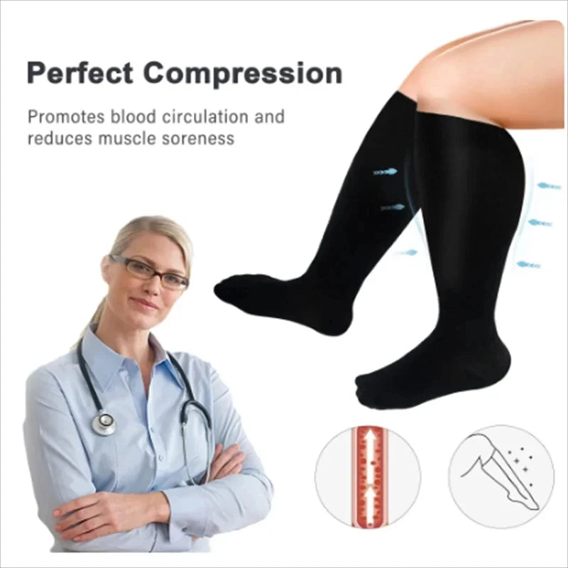 S-7XL Compression Socks Plus Size Men Women Gym Running Hiking Rugby Sports Socks Medical Varicocele Swelling Weight Loss Socks
