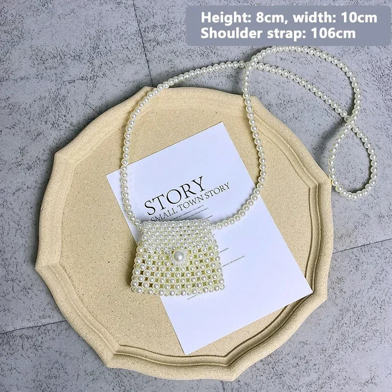 Heart Mini Bags for Women Delicate Pearl Cute Shoulder Crossbody Bag Stylish Versatile Sweet Girls Solid Color Leisure Holiday