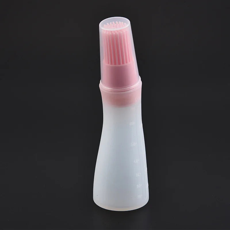 Silicone Oiler with Brush Seasoning Seasoning Sauce Brush with Scale oil Bottle BBQ Kitchenware Gadgets Grilling Frying Tools