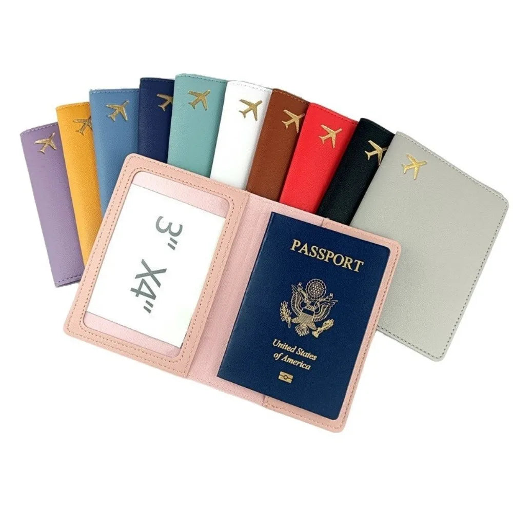PU Leather Passport Holder Lightweight Waterproof Passport Case Portable Storage Solid Color Passport Protective Cover