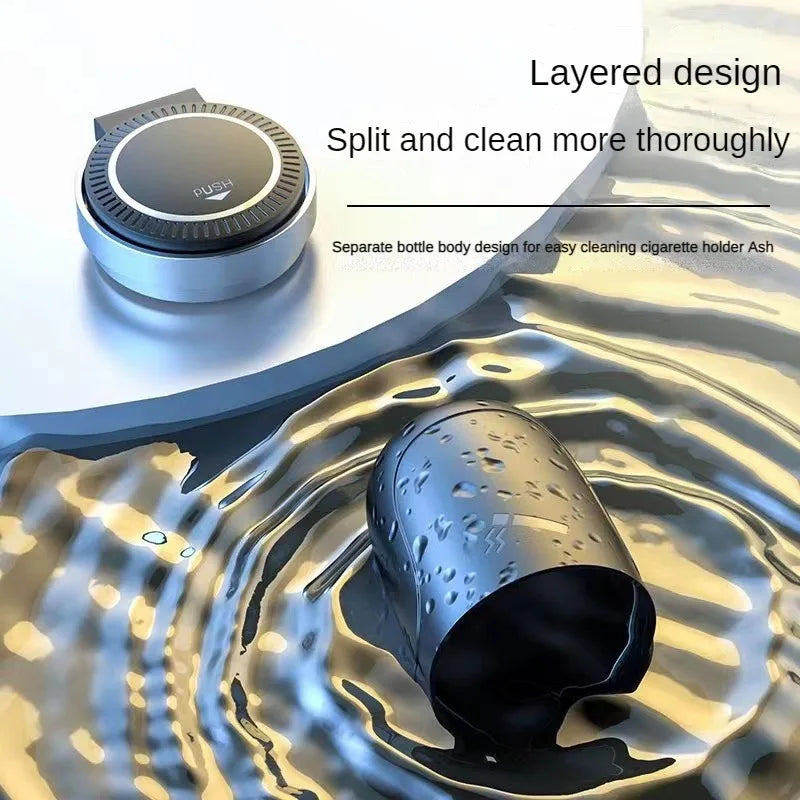 Car Ashtray Multi Functional Metal Inner Liner with LED Lights Press to Open Lid Creative Car Ashtray Car Accessories