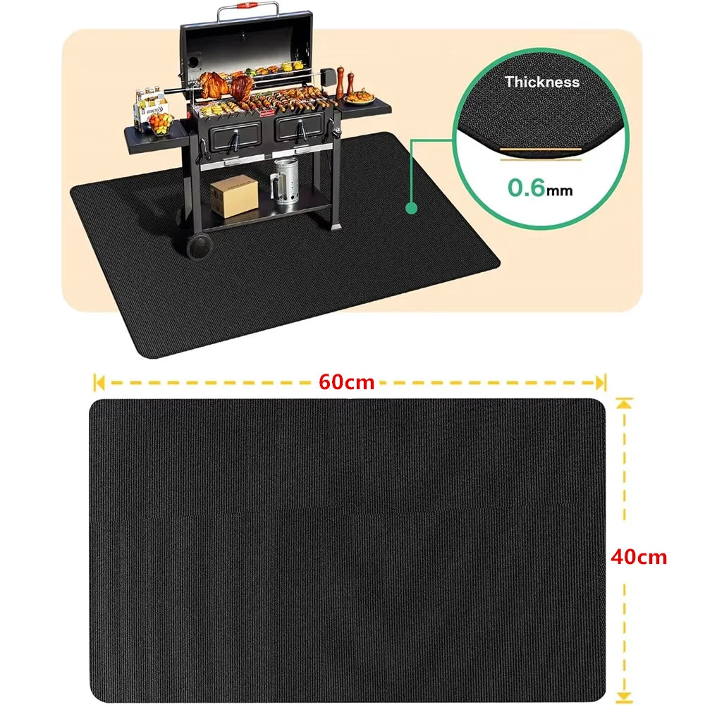 LMETJMA Under Grill Mats Double-Sided Fireproof Outdoor Grill Protective Mat Oilproof Waterproof BBQ Fire Pit Fireplace Mat