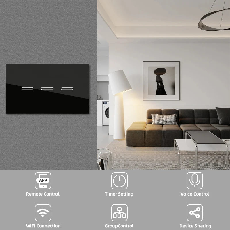 LiwoKit Wifi Smart Switch No Neutral Wire Install Touch Light Switch Suitable for SEMICOM Smart App Alexa Google Voice Control