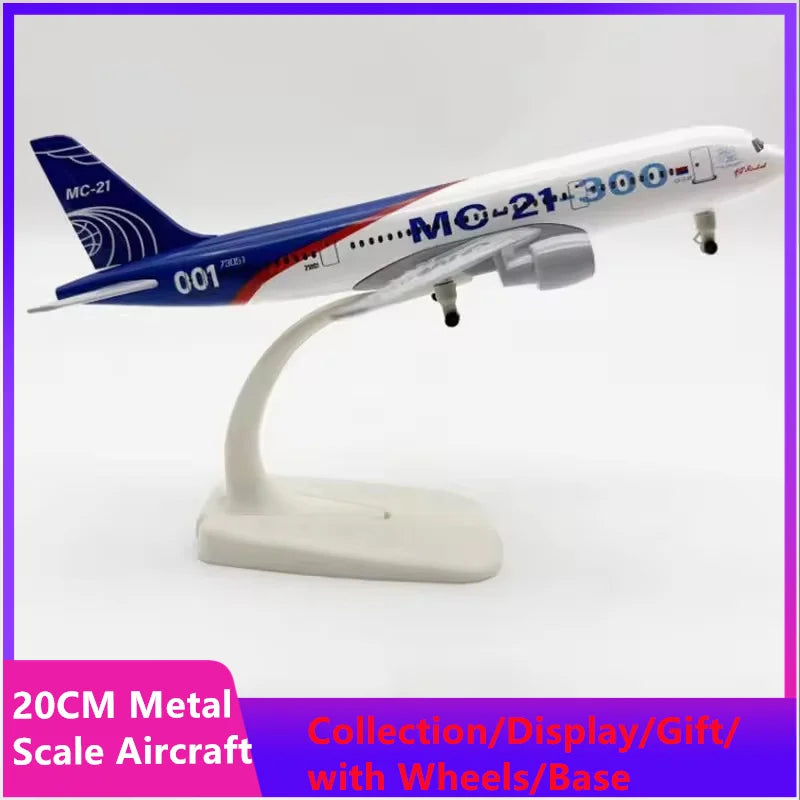 Airplane Toy Russian MC-21 Airlines Die-Cast 20CM Metal Model Plane Toys Souvenir with Plastic Parts for Kids By Aviation Gift