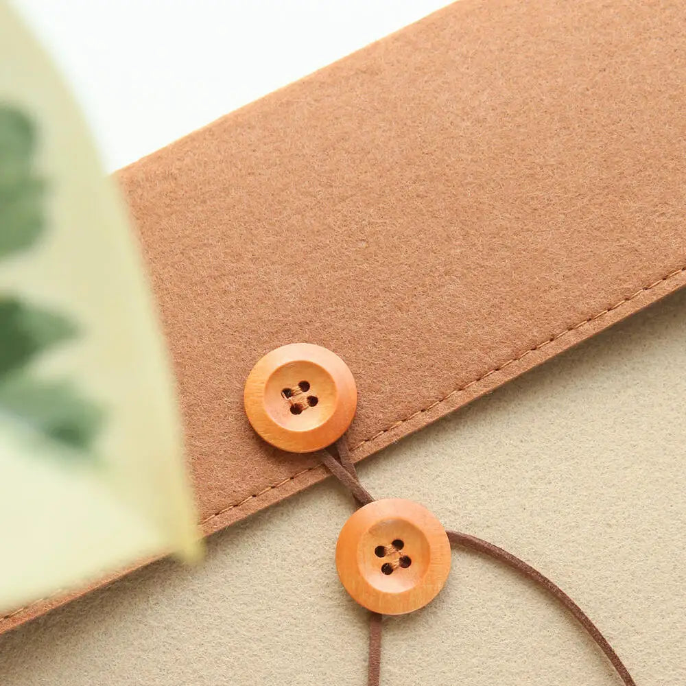 Custom Uv Printed Name Thick Felt A4 Document Envelope Bag Wooden Button Flap Paper File Holder Personalized Travel Storage Gift
