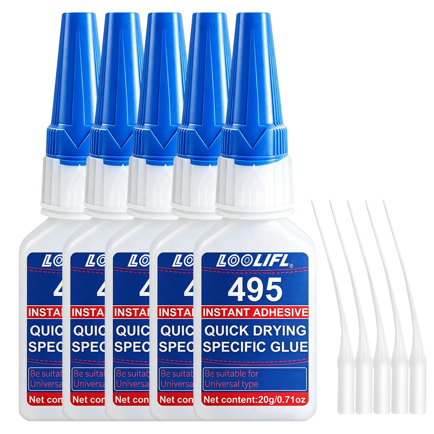 Loolifl 495 Instant Super Glue 20Gl Quick Drying Cyanoacrylate Adhesive for Metal Plastic Ceramic Wood Leather Rubber DIY Repair