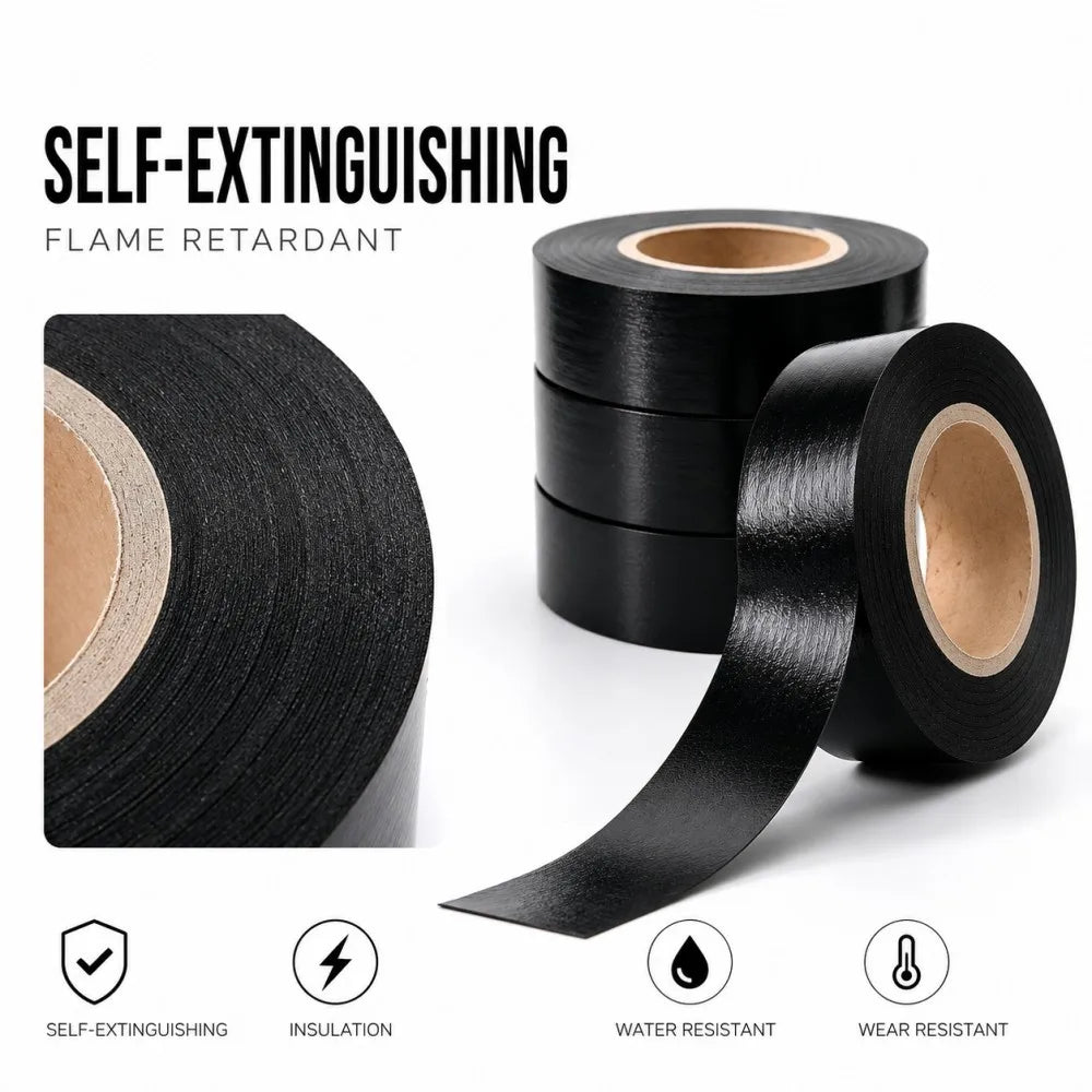 Black Rubber Electrical Tape, High Temperature Resistant Soft Durable Insulating Adhesive Tape for Circuit Wrapping 19/25MMx30M