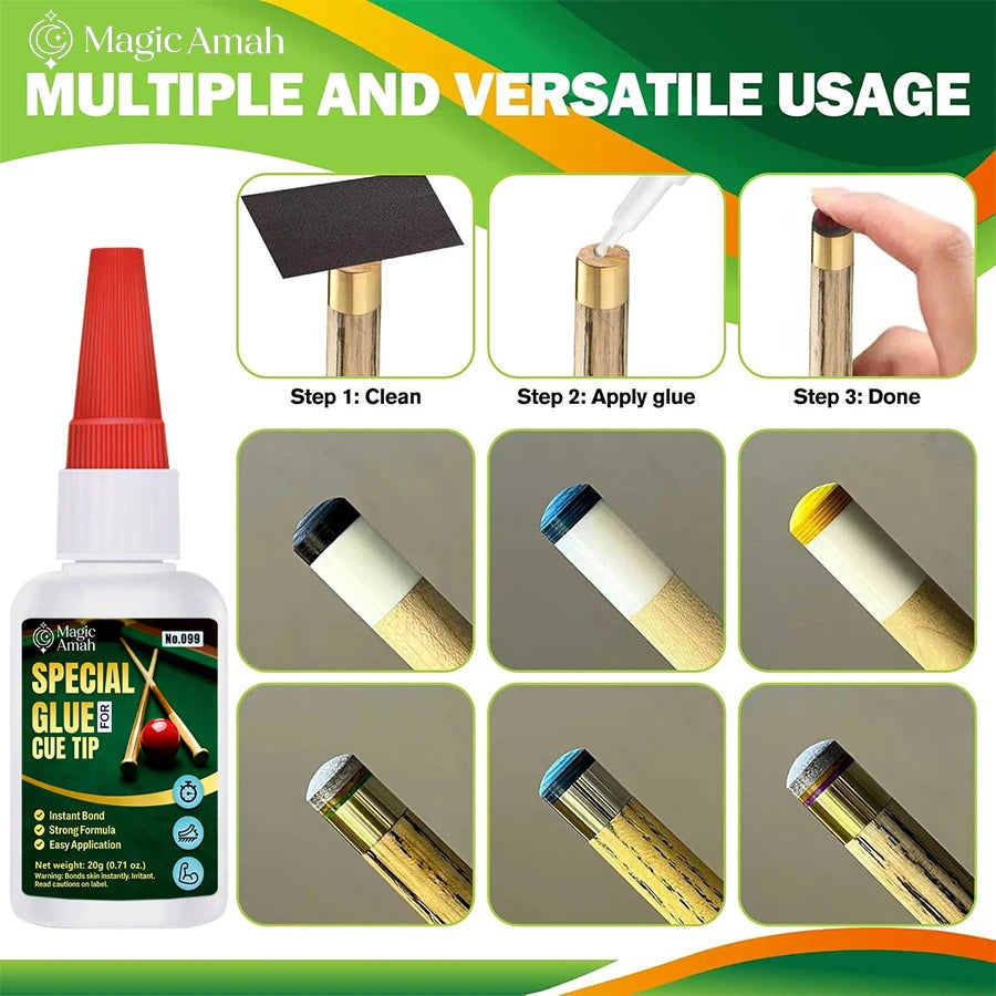 1-5 Pcs Professional Super Glue for Billiard Cue Tip | Fast Drying Waterproof | Strong Bond for Wood Plastic Metal Ceramic