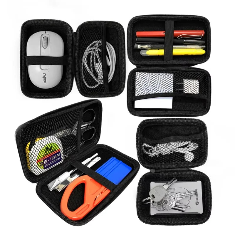 1pcs Car'S Repair Kit Money Box With Zipper Carbon Fiber Pattern Headset Terminal Disassembly Storage Bag Various Size Data Line