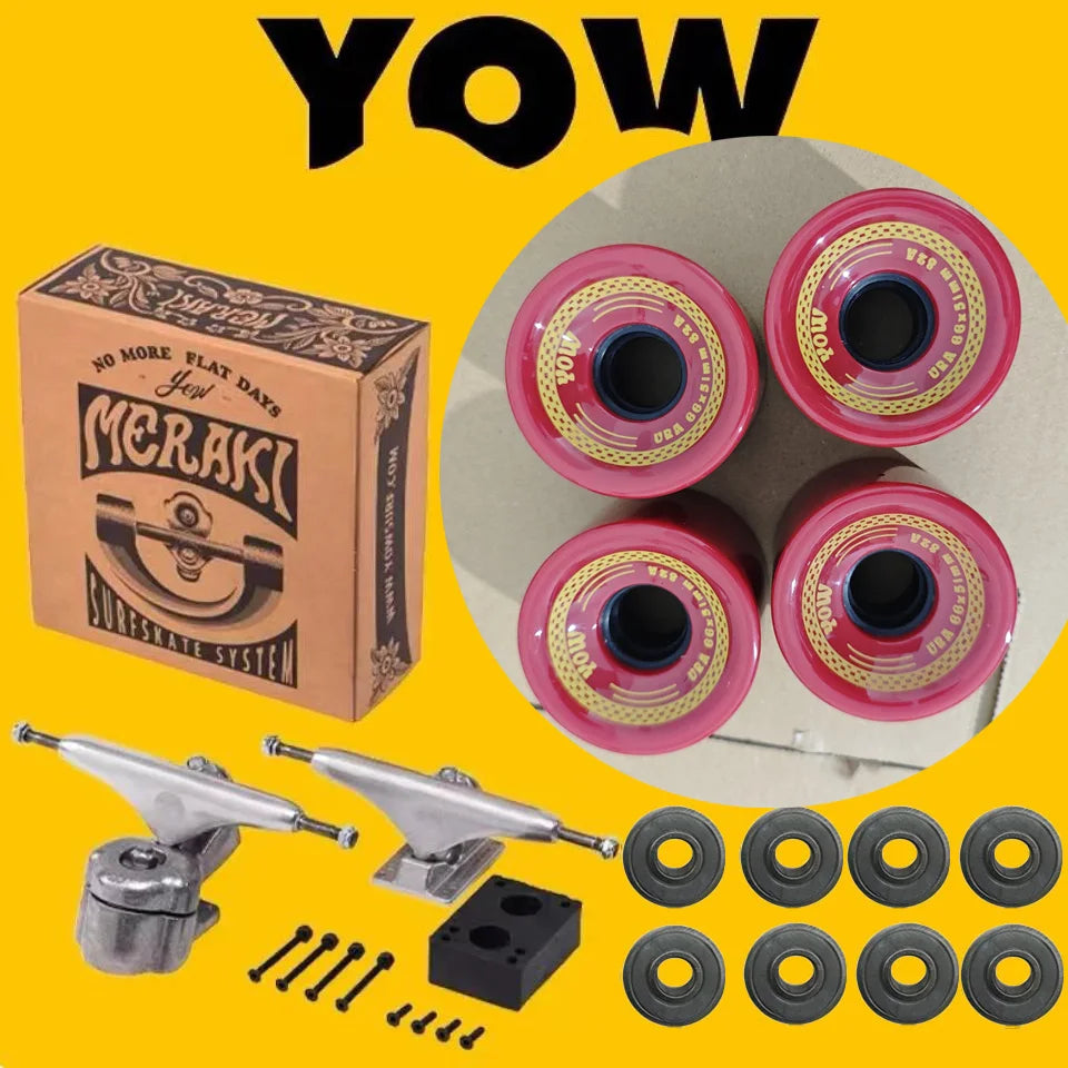 Genuine YOW land surf skateboard trucks longboard brackets with wheels and bearings together dish, good quality level