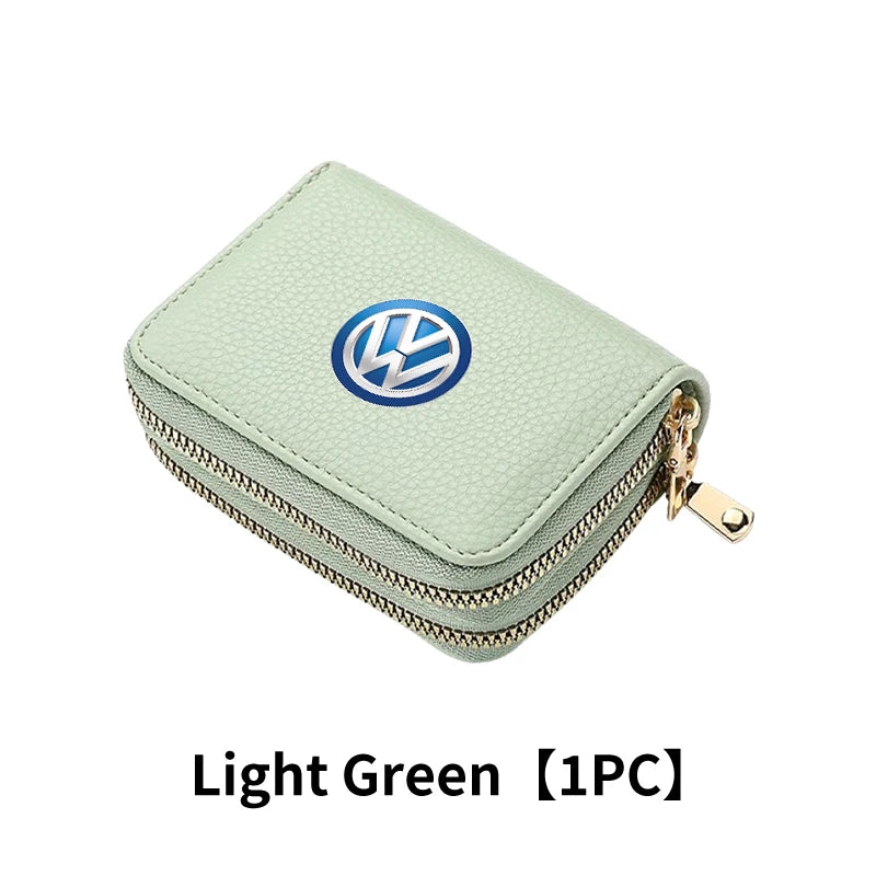 Cup Holders Car Credit Card Wallet Holder Zipper Coin Purse Pocket Accessories For Volkswagen VW Passat Golf Tiguan Scirocco Jet