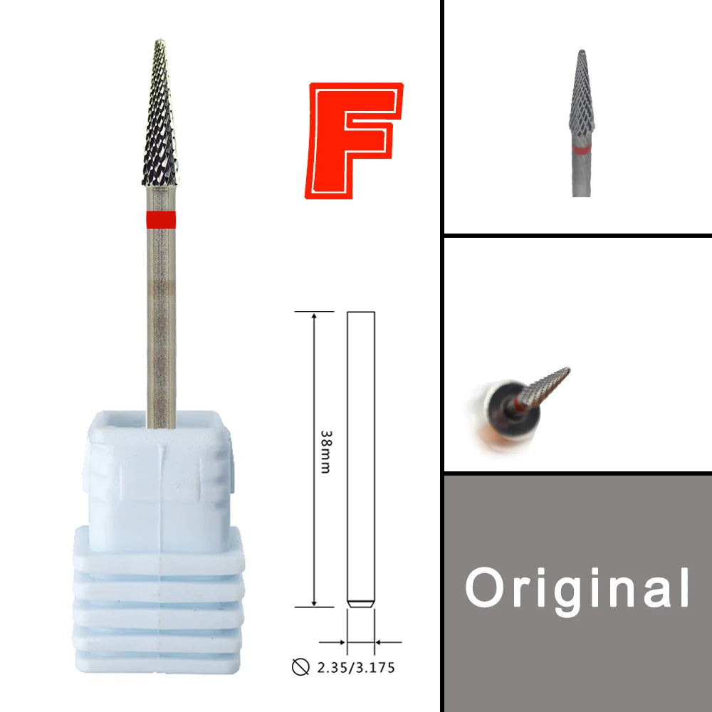 RolinStar Dental&Nail 9 type with Spiral Cut powder Carbide Burr nail drill bit cuticle clean