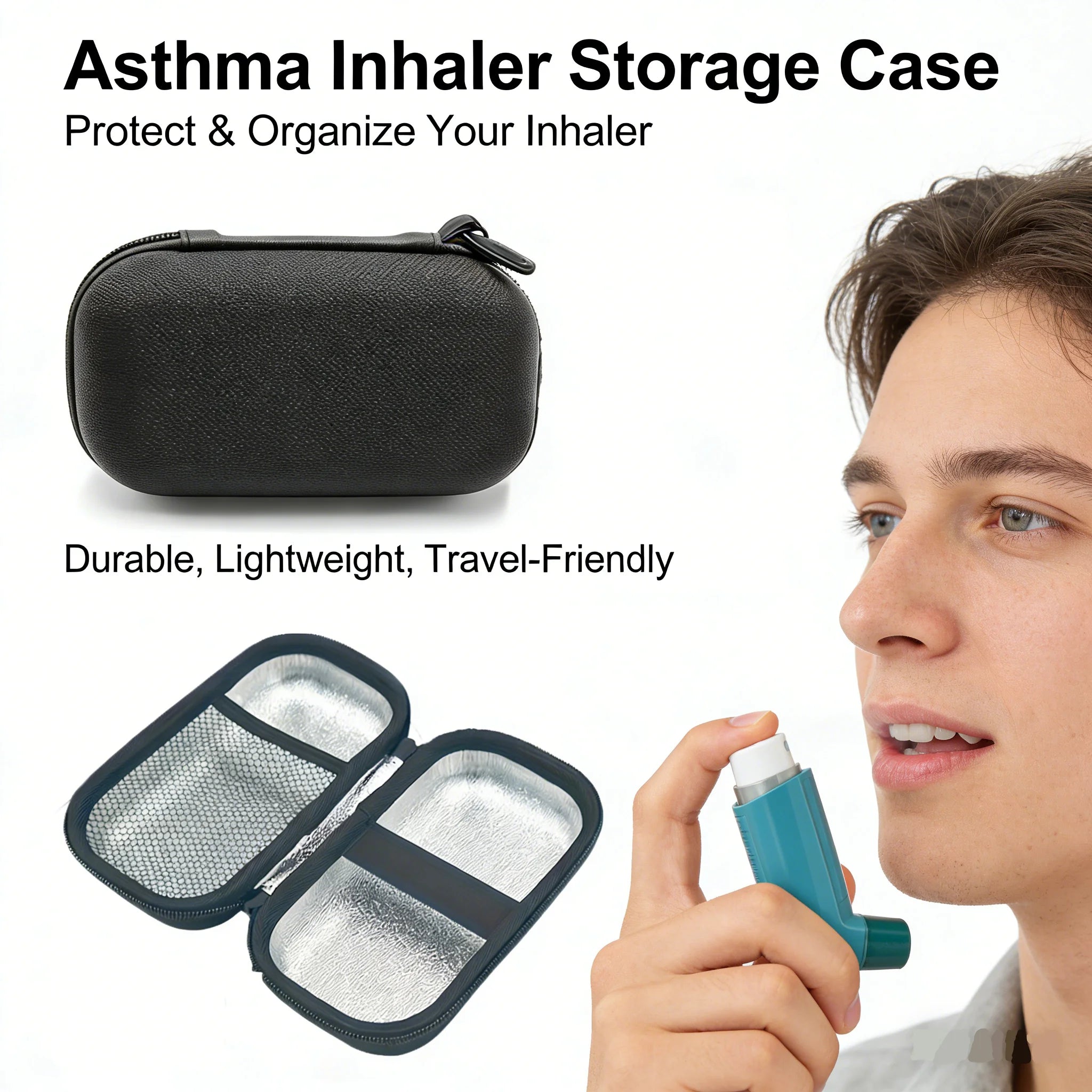 1pc Asthma Inhaler Travel Case ，Portable Nebulizer Case/bag , Includes Inhaler Holder Case Only, Black