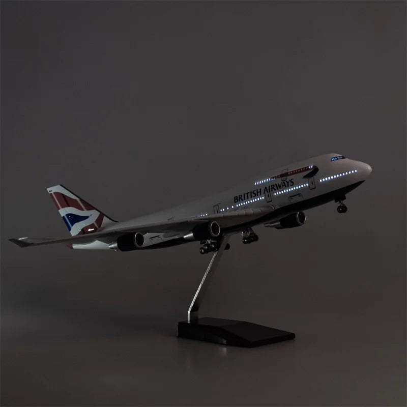 47CM model plane 747 British Airways Plastic model Resin Static miniature airplane  for Collection Or Gift Display Decorations