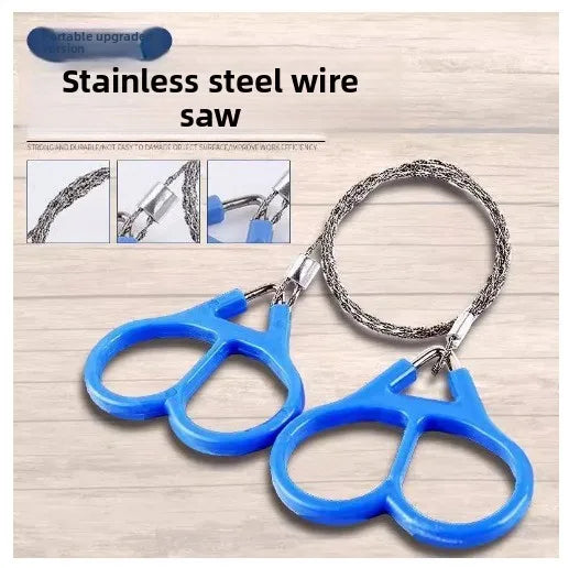Hand-pulled hacksaw Outdoor survival saw Camping emergency survival equipment Extended 2-meter double-finger wire saw