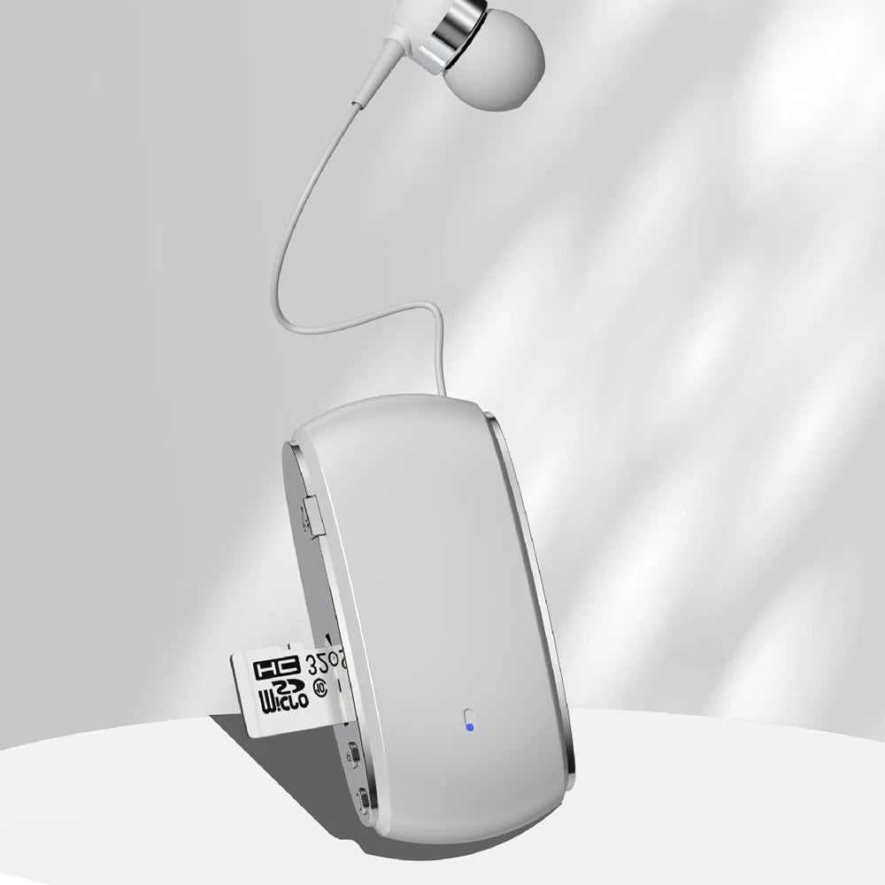 K68 Multi-functional Retractable Cable Bluetooth Headset Sports Headset with Card Recording MP3 Lavalier Headset