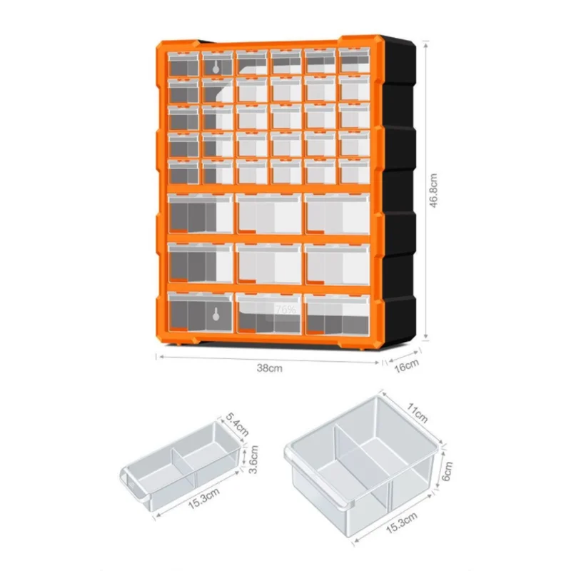 LEADLOONG 39 Grids Plastic Drawer Type Parts Cabinet Hardware Storage Box Transparent Drawers Storage Cabinet