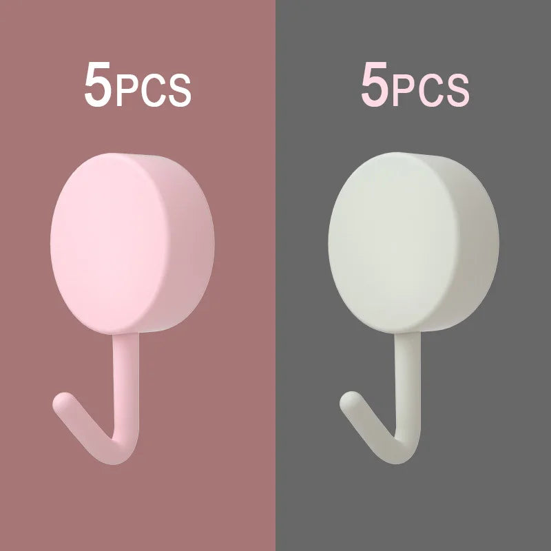 10Pcs Self Adhesive Wall Hook Strong Without Drilling Coat Bag Bathroom Door Kitchen Towel Hanger Hooks Home Storage Accessories