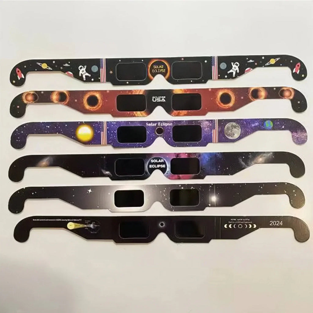 2026 Disposable Solar Eclipse Paper Glasses 0.05mm PET Lens Safe Anti UV Sun Viewing Eyewear Outdoor Solar Observation Goggles