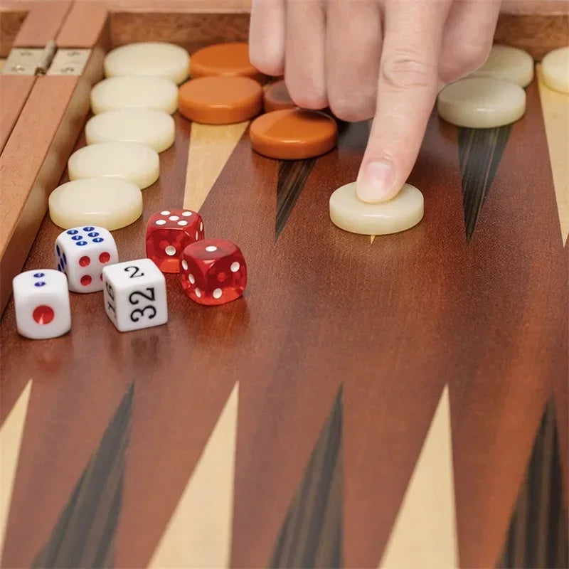11-17 Inch Wooden Backgammon Luxury Chess Set Foldable Large Backgammon Board Handmade Professional Chess Family Table Game Gift