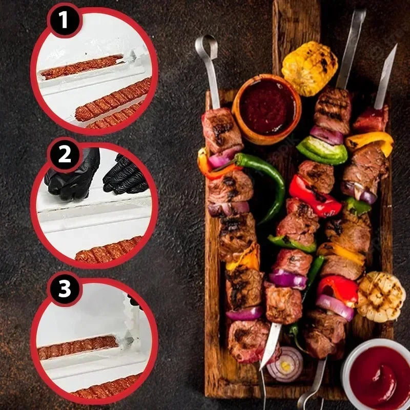 Manual Plastic Kebab Maker Mould Press Barbecue Meat Skewer Kebab Making Outdoor BBQ Tool Gadget
