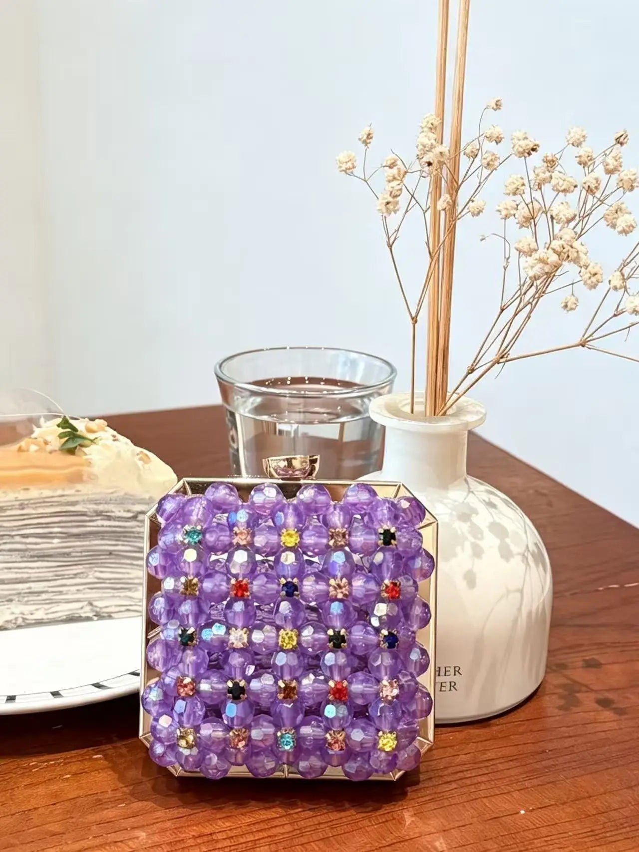 2026 Spring & Summer New Arrival - European & American Fashion Chain Mini Square Bag Acrylic handcrafted beaded mini women’s bag