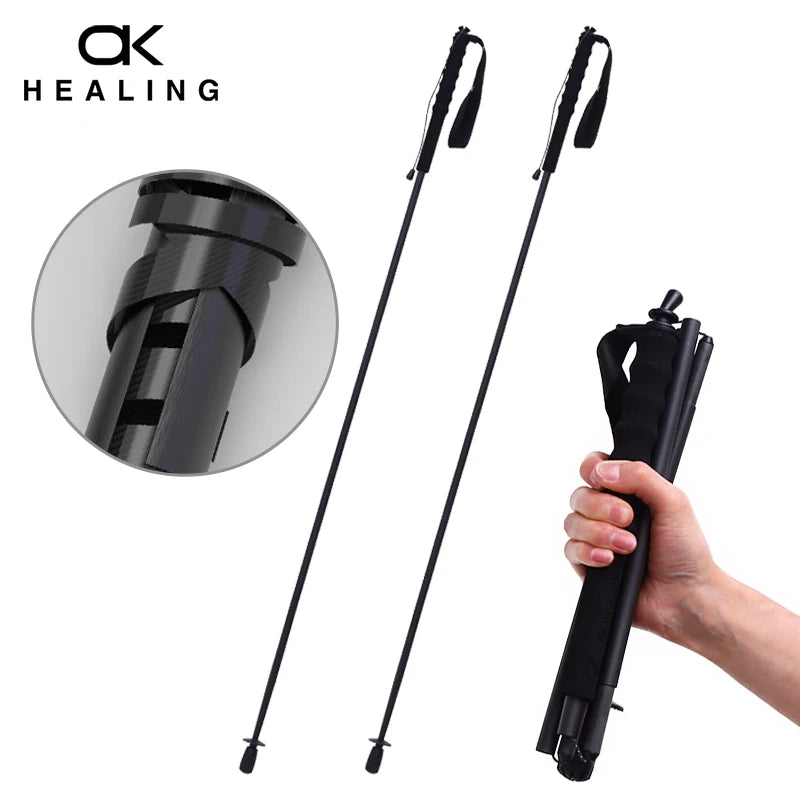 Foldable 5-Sections Ultra-Light 110g Hiking Poles Carbon Fiber Sticks Trekking Poles Walking Cane Outdoor Gear Trekking Mujer