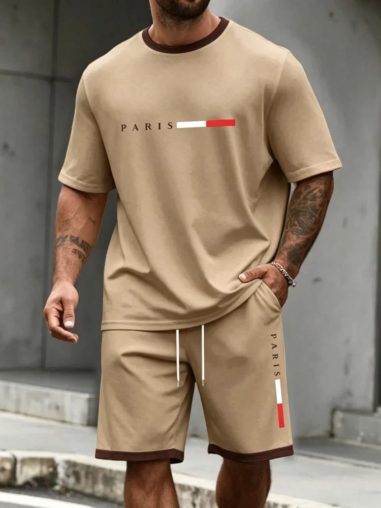 Men's Tracksuit 2 Piece O-neck Short Sleeve Shirt Shorts Set Men's Running Suit Plus Size T shirts Man Clothing Summer T-shirt