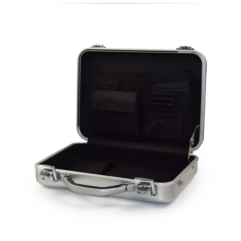 High End Briefcase Aluminum Alloy Travel Security Case Portable Carry-on Toolbox for Laptop Tablet Business Accessories Storage